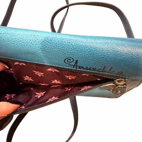 Anna by Anuschka Blue and Pink Floral Crossbody Bag - Picture 4 of 8